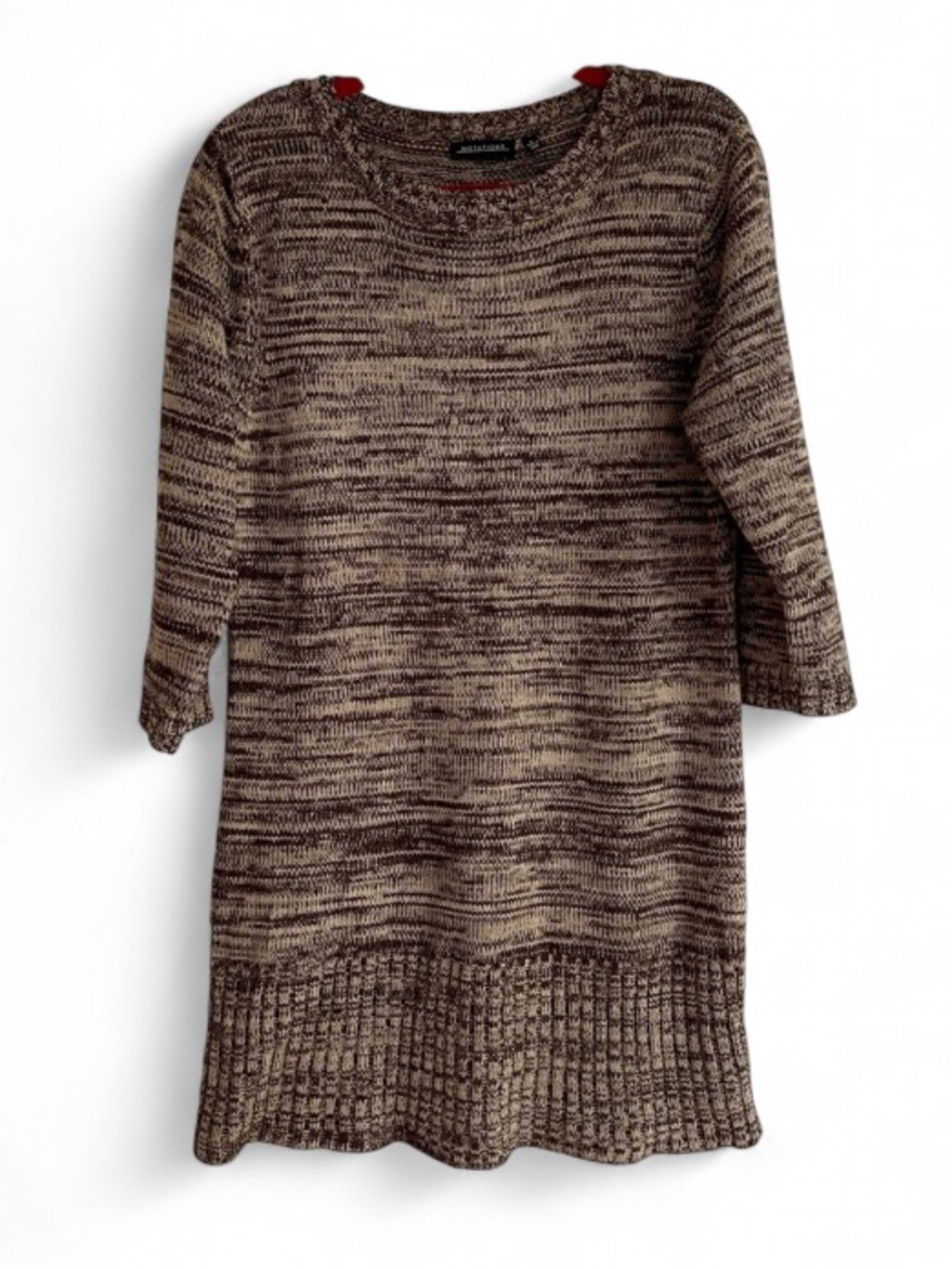 Notations Brown and Cream Sweater Dress Size L